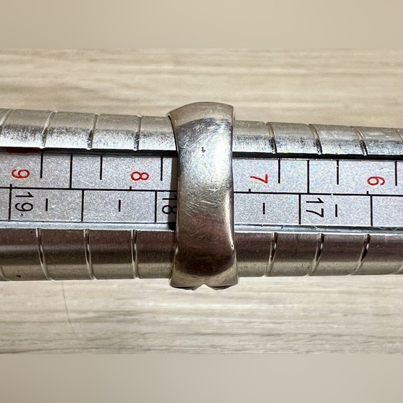 Vintage Designer Signed (JJ) AG 950 Sterling Silver & Gold Clear Stone Band Ring - Picture 10 of 10